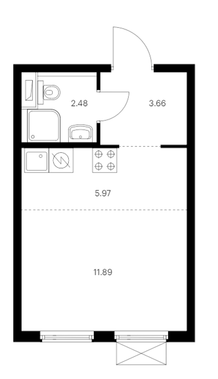 Квартира студия 24 м², 5/15 эт., ЖК «Янинский лес»